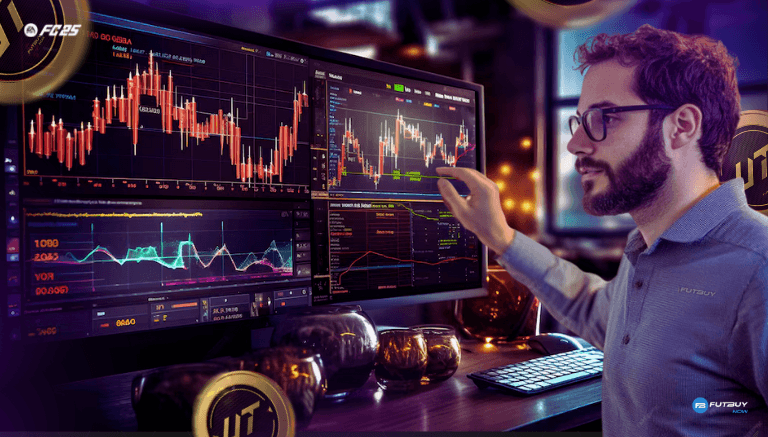 Imagem do artigo Métodos Avançados de Trade para Maximizar suas Coins no FC 25 no blog da FutBuyNow sobre EA FC 26 Imagem do artigo Métodos Avançados de Trade para Maximizar suas Coins no FC 25 no blog da FutBuyNow sobre EA FC 26